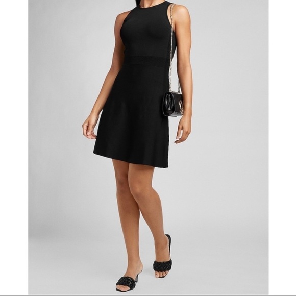 Express Black Sleeveless Fit And Flare Sweater Dress- NWT - Picture 4 of 15